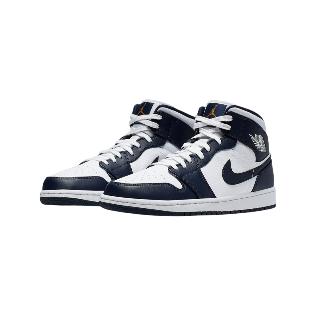 Air Jordan 1 Mid Obsidian White Metallic Gold Obsidian