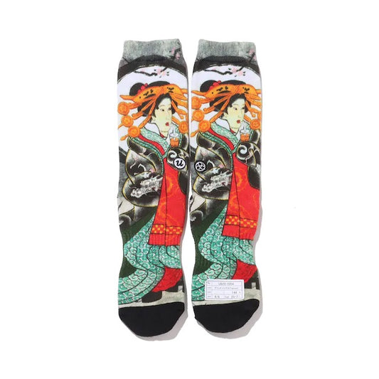 UBIQ x 3 Tides Tattoo Socks Tapioca HoriHiro