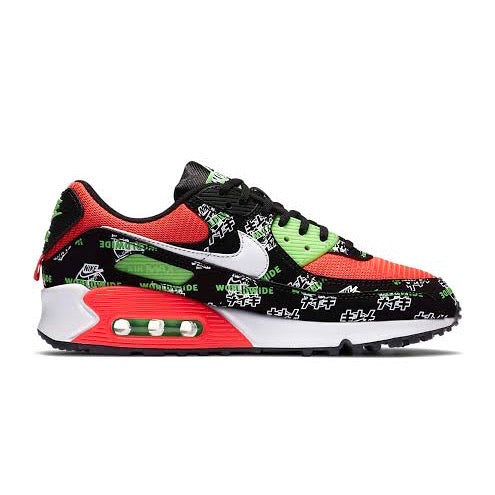 Women's Air Max 90 Special Edition World Wide Pack Black Green Strike Crimson White