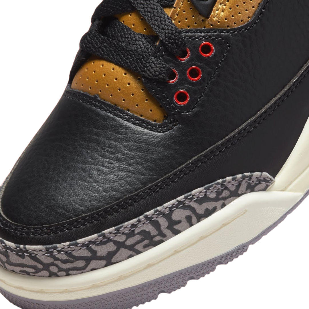 Women's Air Jordan 3 Retro Black Fire Red Metallic Gold