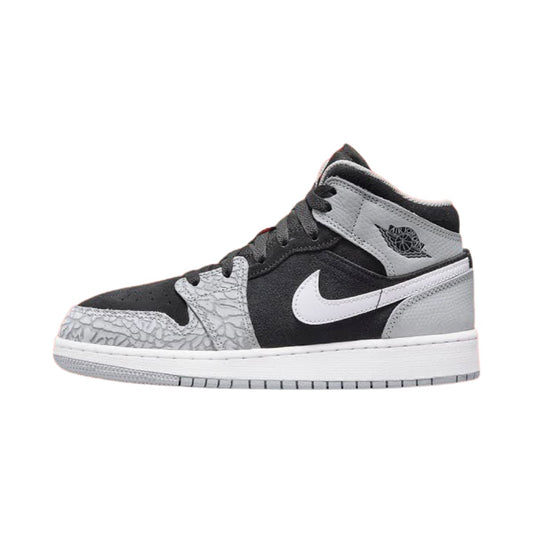 Air Jordan 1 GS Elephant Print Black White Grey Cement