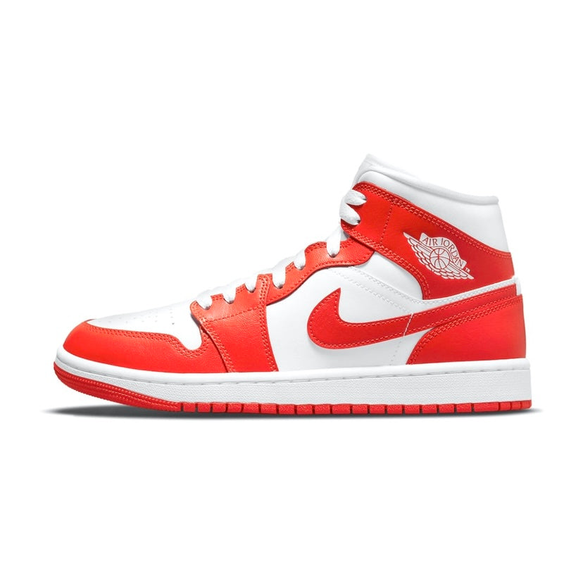 Women's Air Jordan 1 Mid White Habanero Red White