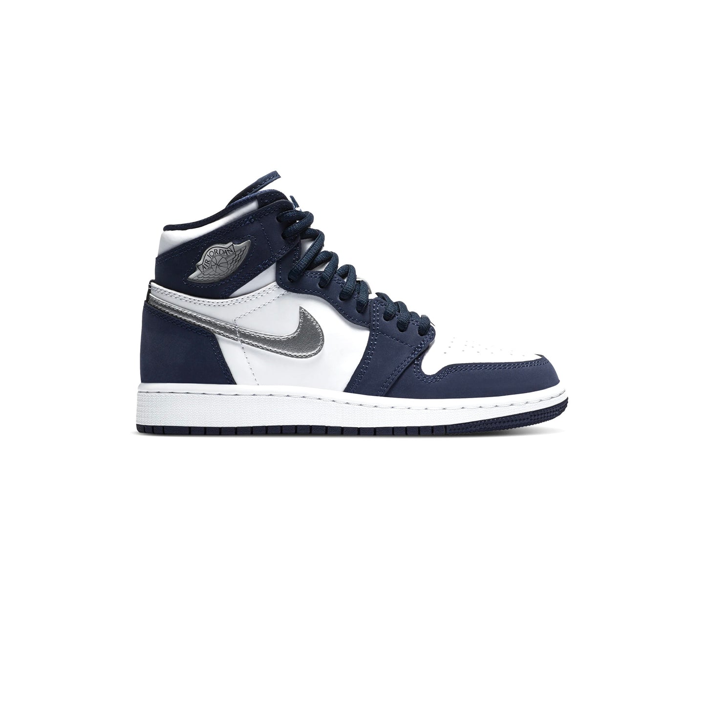 Air Jordan 1 High Retro GS Japan Obsidian White Metallic Silver