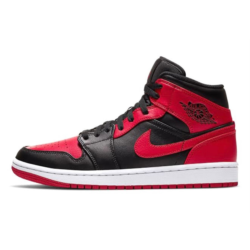 Air Jordan 1 Mid Banned Black University Red