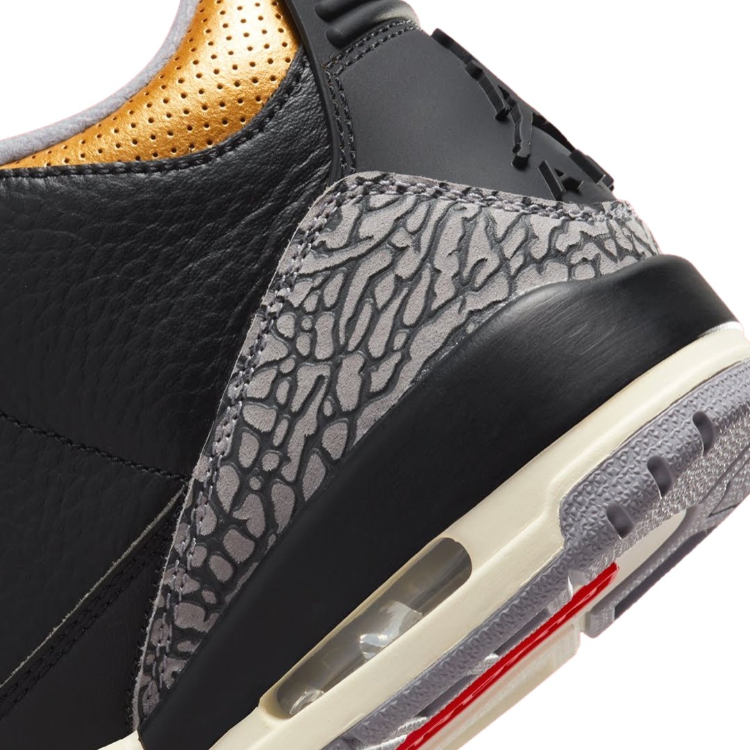 Women's Air Jordan 3 Retro Black Fire Red Metallic Gold