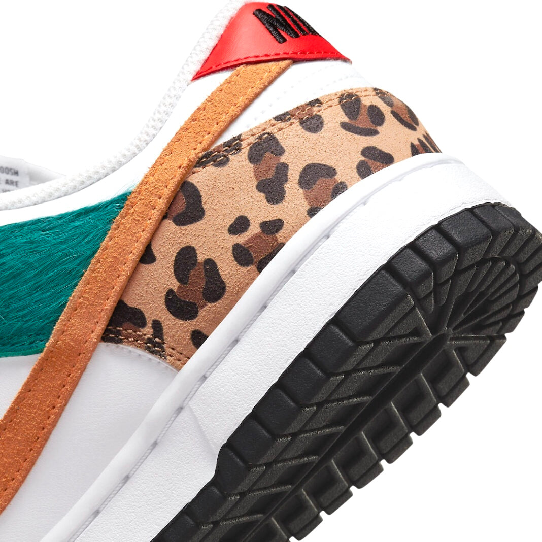 Women's Dunk Low SE Safari Animal Print White Light Curry Washed Teal