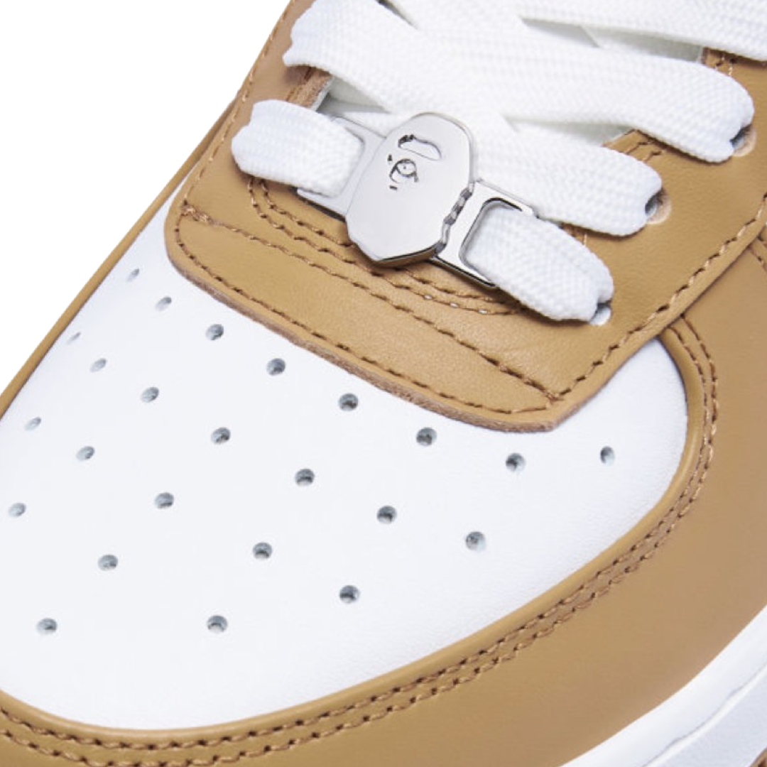 A Bathing Ape Bapesta Low Leather Beige White