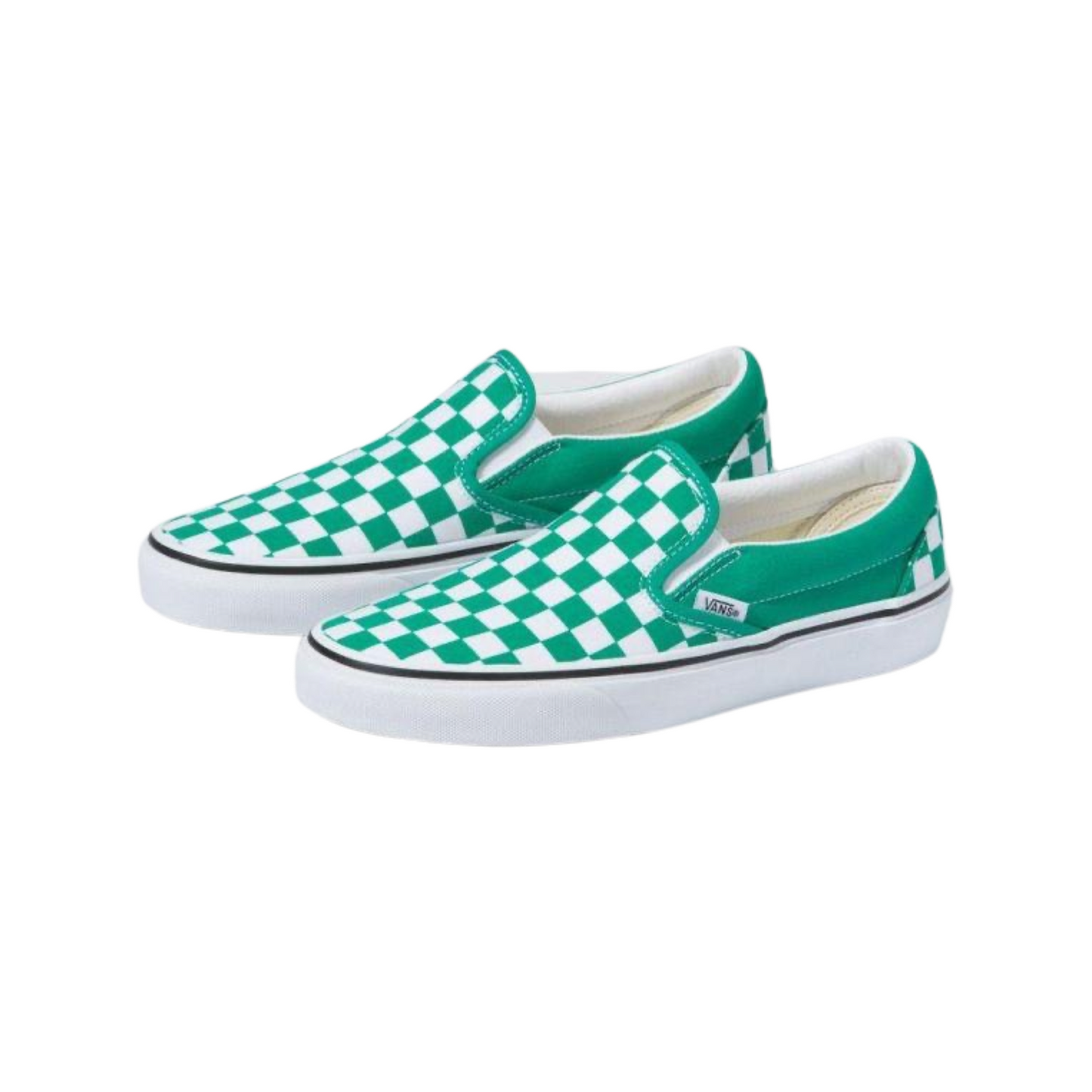 Classic Slip On Checkerboard Pepper Green True White by Vans