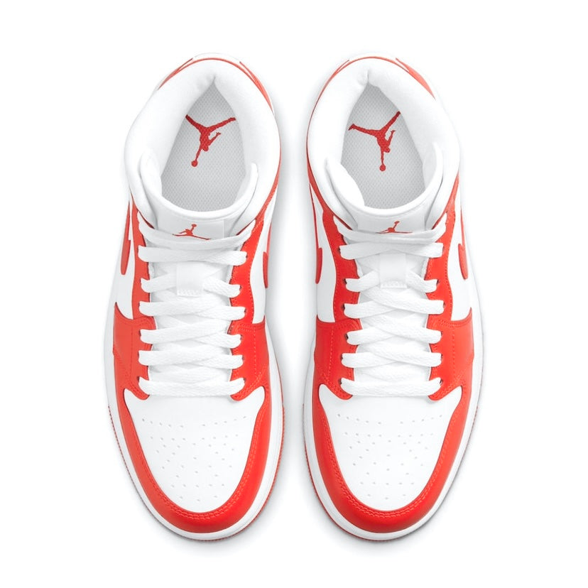 Women's Air Jordan 1 Mid White Habanero Red White