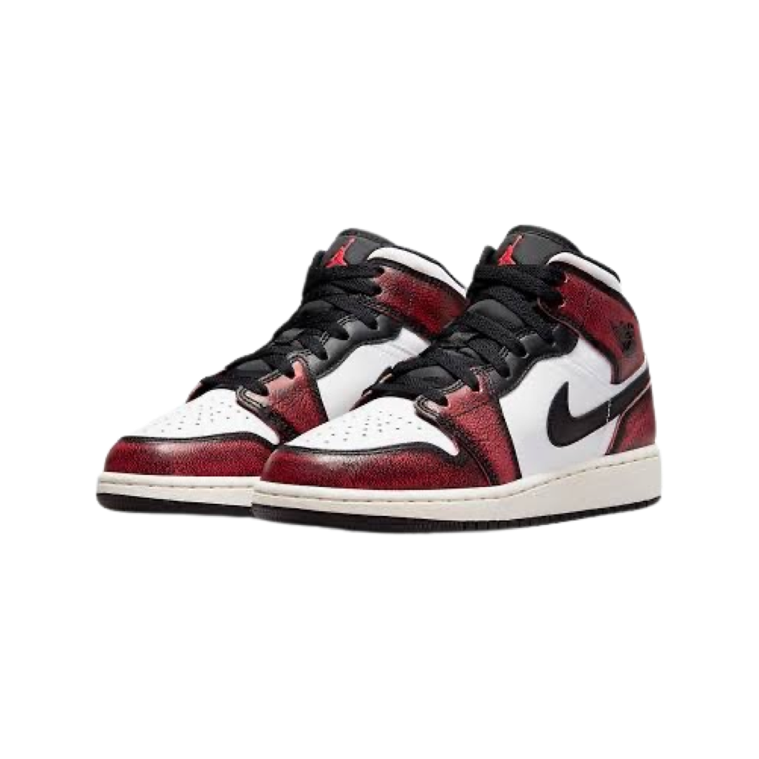 Air Jordan 1 Mid GS Wear Away Chicago Red White Black