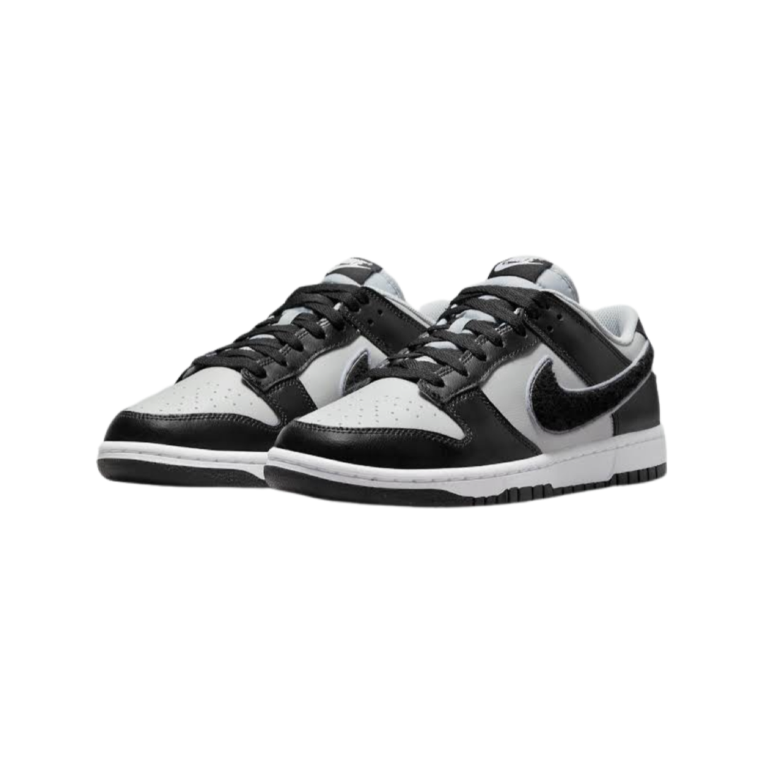 Dunk Low Chenille Swoosh Black Grey White