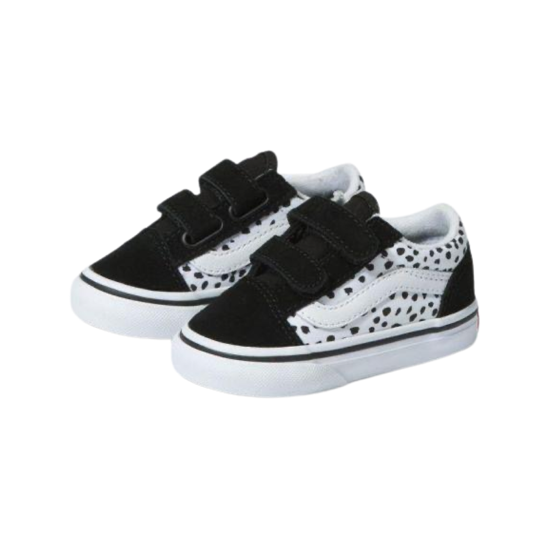 Toddler Old Skool V Hook & Loop Black Dalmatian White