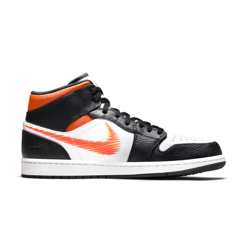 Air Jordan 1 Mid Zig Zag Swoosh Total Orange Black White