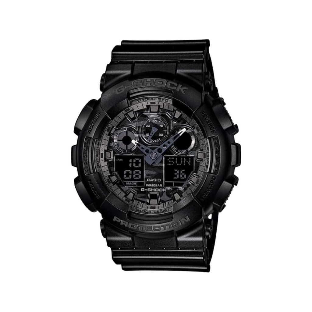 G-Shock GA100CF-1A Black Military Camo Dial Analog Digital Watch