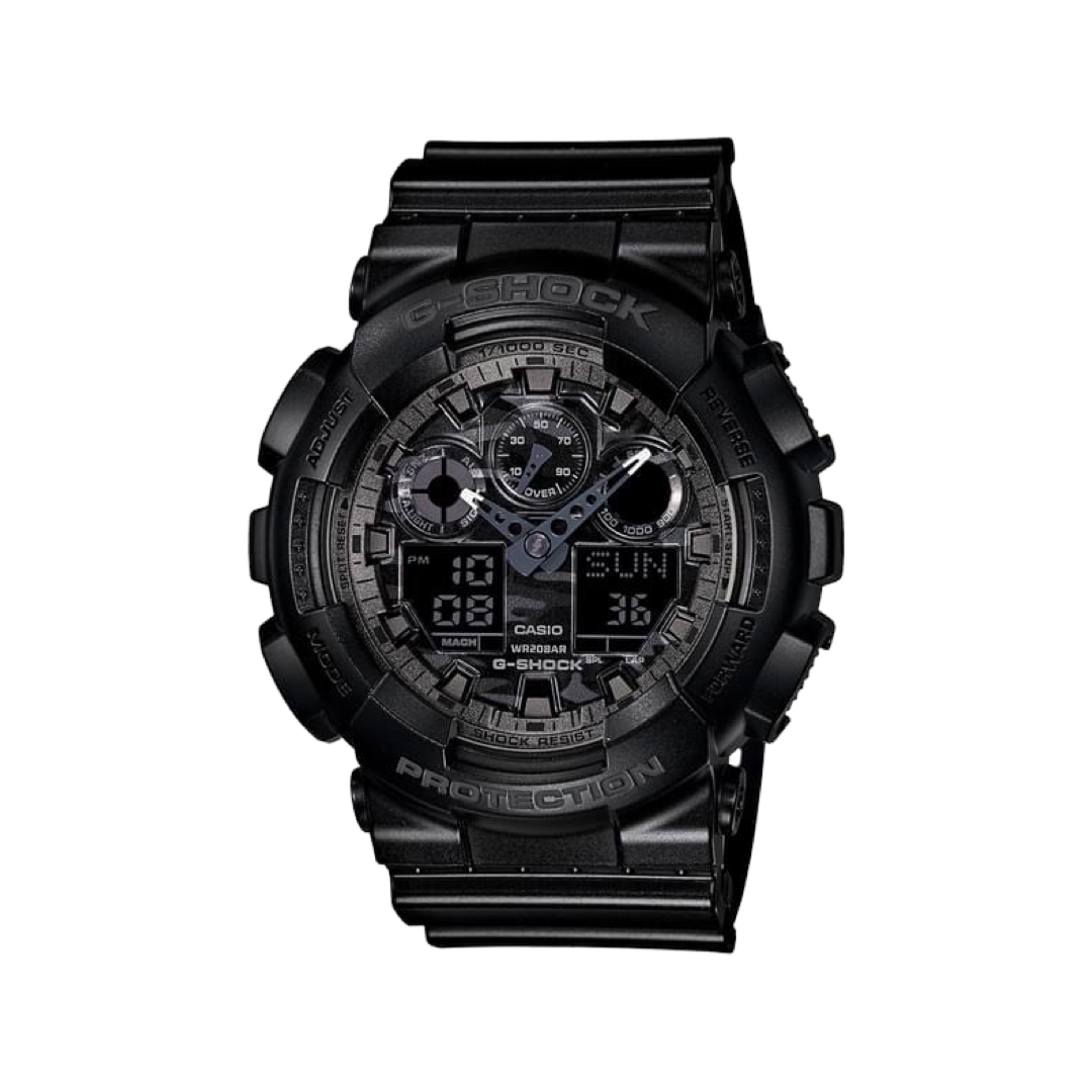 G-Shock GA100CF-1A Black Military Camo Dial Analog Digital Watch