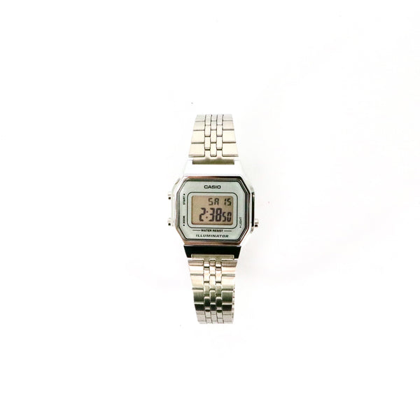 Ladies Casio Digital Stainless Steel Band Silver