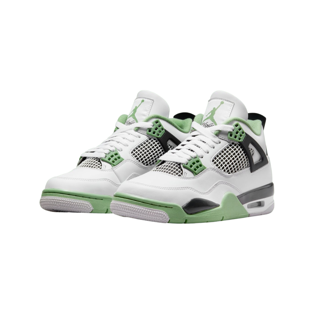 Women's Air Jordan 4 White Seafoam Oil Green Dark Ash Black