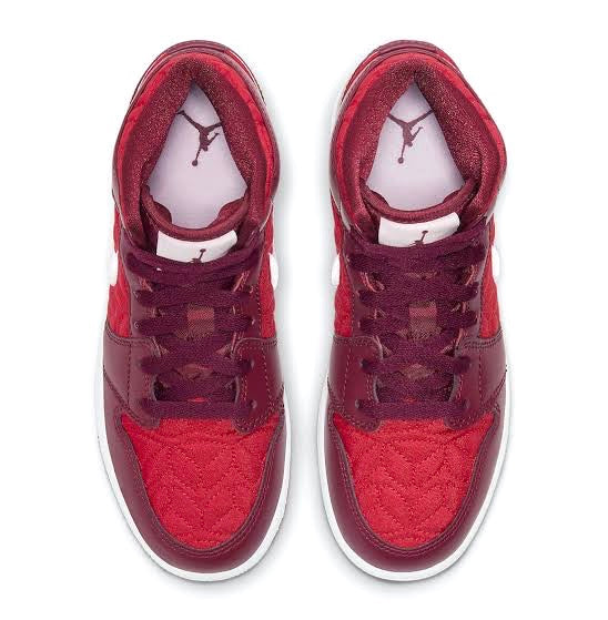 Air Jordan 1 Mid GS SE Pink Foam Red Quilt