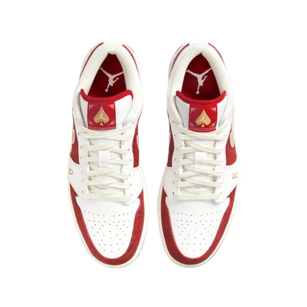 Air Jordan 1 Low Spades White Metallic Gold University Red Sail