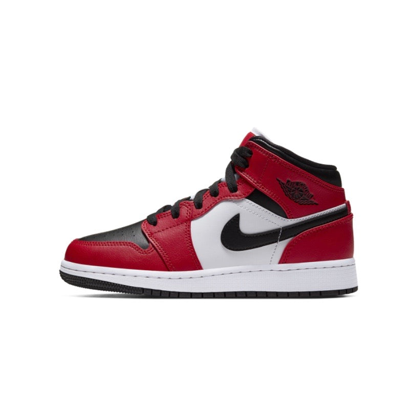 Air Jordan 1 Mid GS Chicago Black Toe Black Gym Red