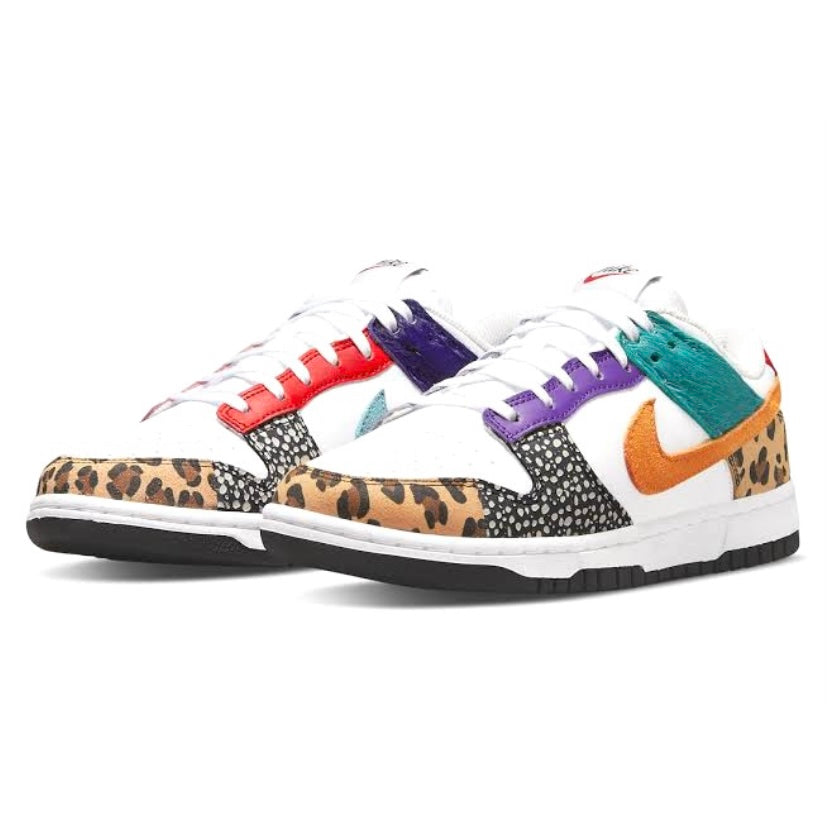 Women's Dunk Low SE Safari Animal Print White Light Curry Washed Teal