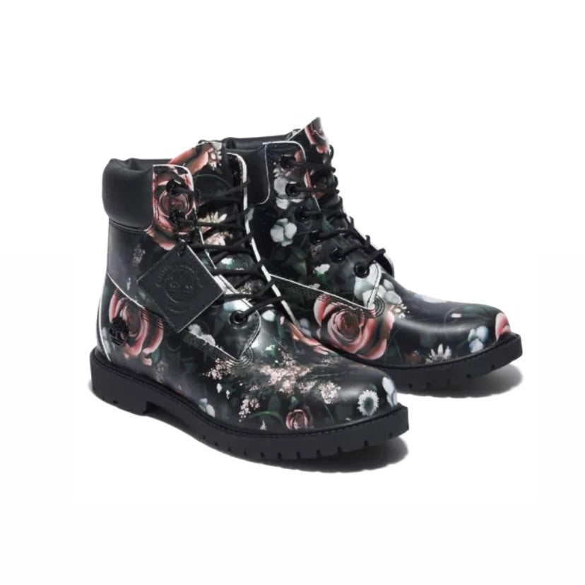 Women's Timberland 6 Inch Waterproof Premium Boots Cupsole Black Floral Nubuck