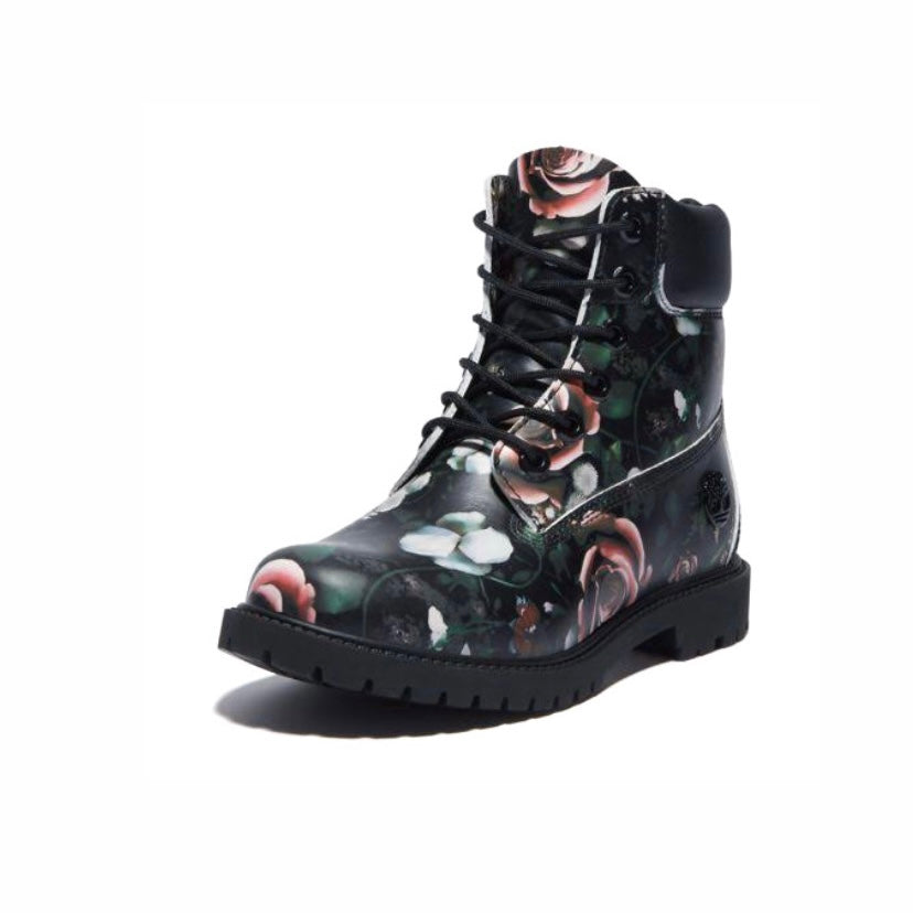 Women's Timberland 6 Inch Waterproof Premium Boots Cupsole Black Floral Nubuck