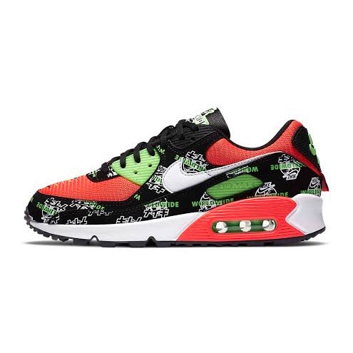 Women's Air Max 90 Special Edition World Wide Pack Black Green Strike Crimson White