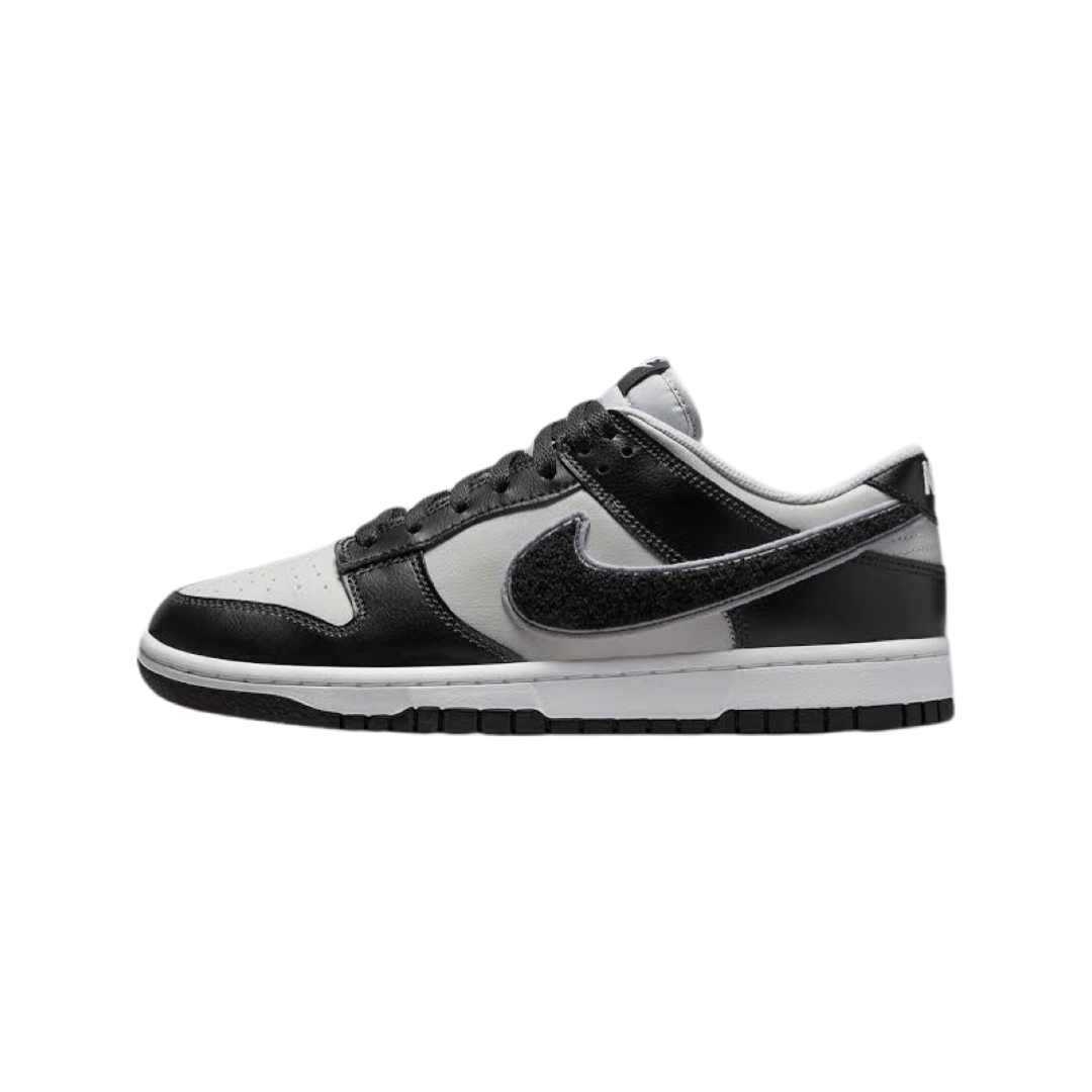 Dunk Low Chenille Swoosh Black Grey White