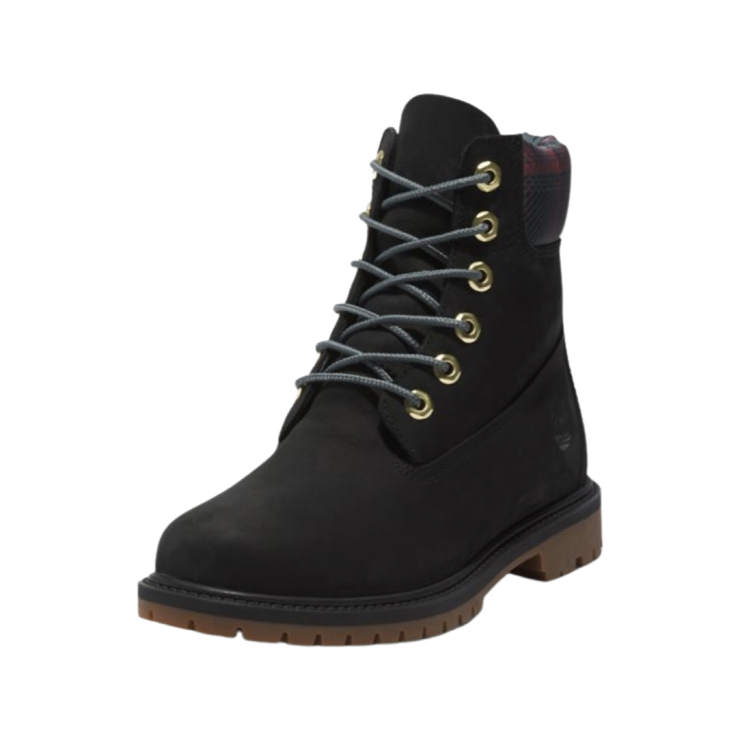 Women's Timberland 6 Inch Premium Heritage Cupsole Black Nubuck Pink Boots