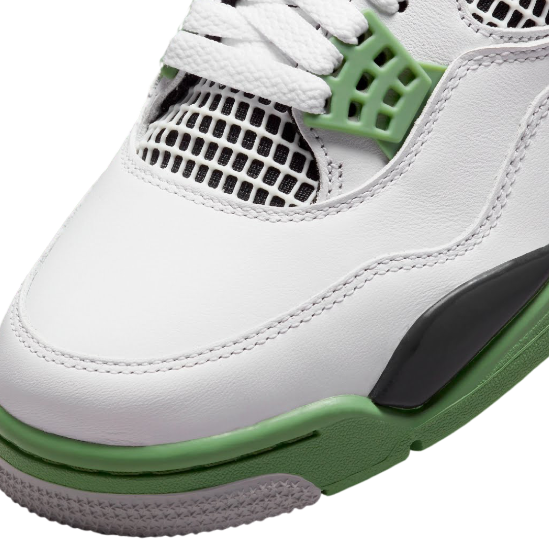 Women's Air Jordan 4 White Seafoam Oil Green Dark Ash Black