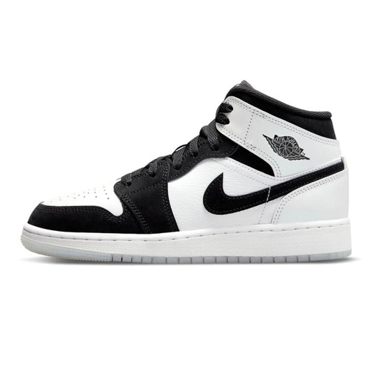 Air Jordan 1 Mid GS Diamond Pearl White Black