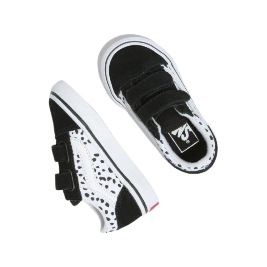 Toddler Old Skool V Hook & Loop Black Dalmatian White