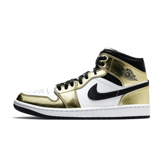 Air Jordan 1 Mid White Metallic Gold Black