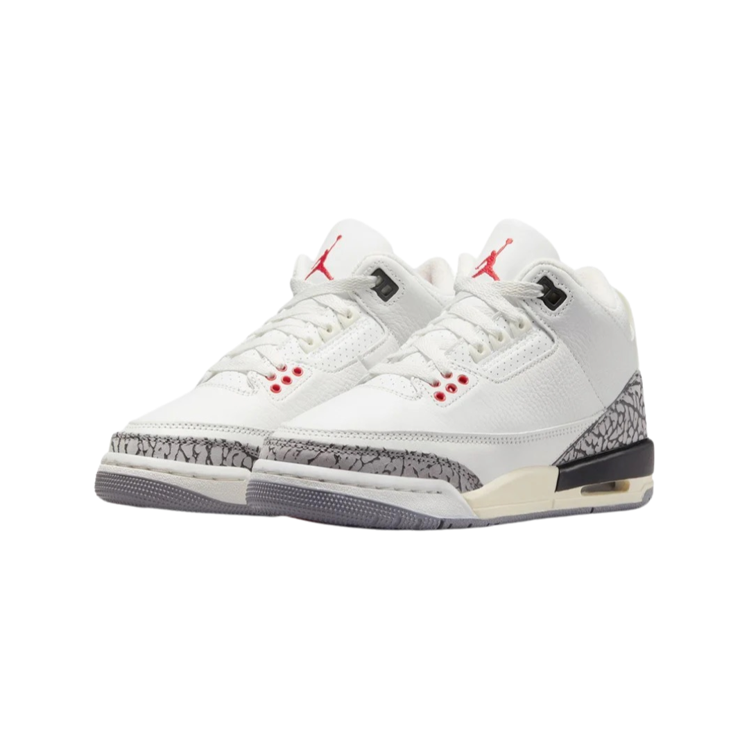 Air Jordan 3 Retro GS White Cement Reimagined White Cement Summit White Fire Red Black