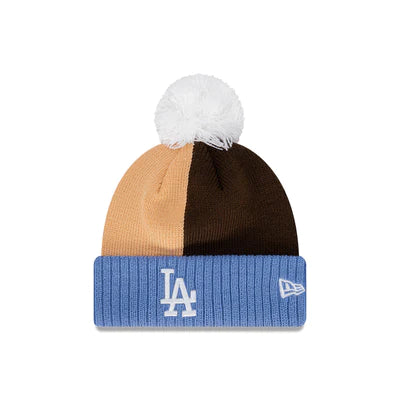 New Era Pom Knit LA Dodgers Colour Block Series Sky Blue Brown Beige White Beanie