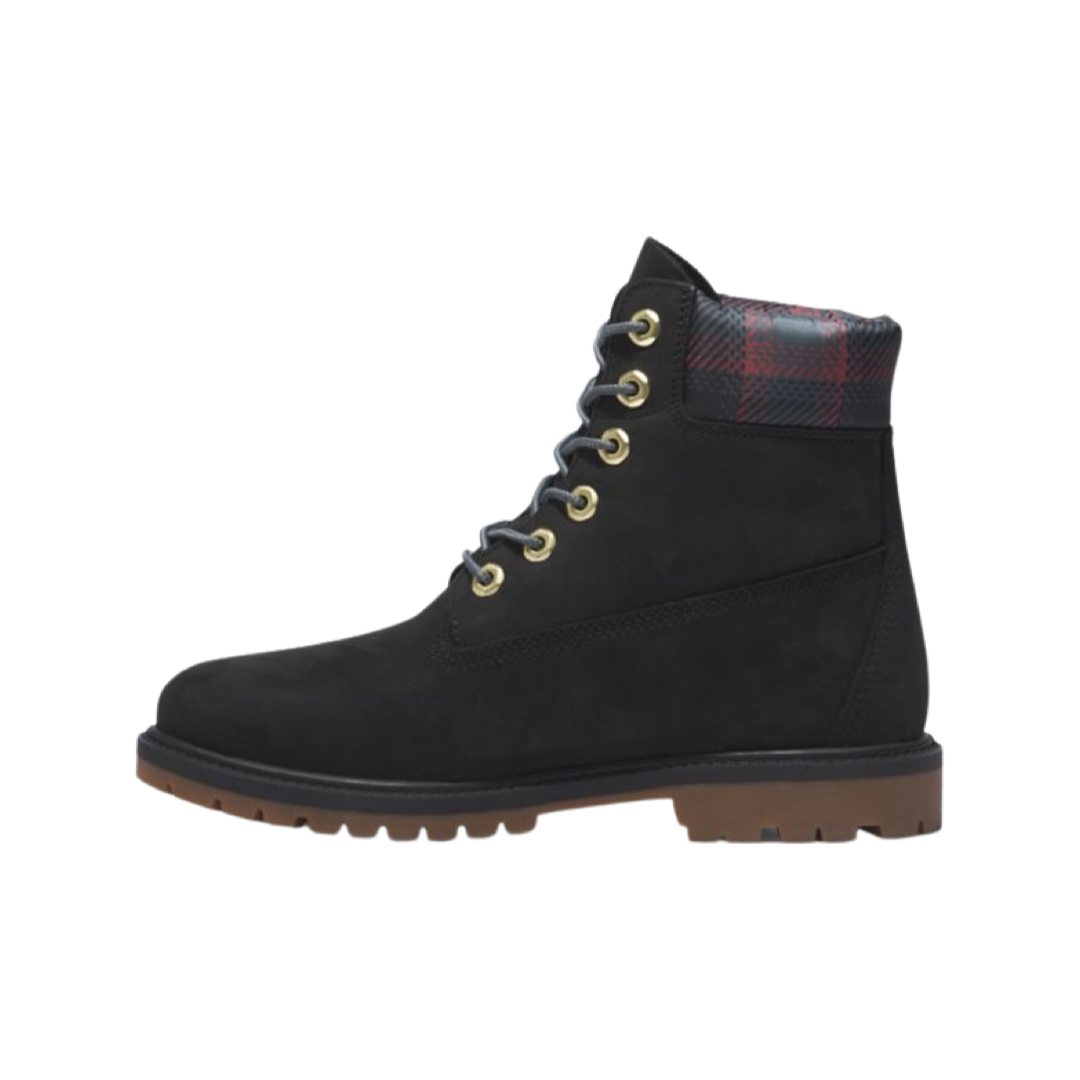 Women's Timberland 6 Inch Premium Heritage Cupsole Black Nubuck Pink Boots