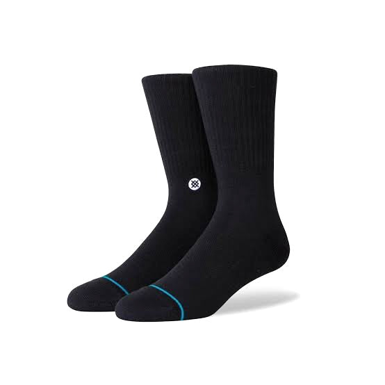 Stance Icon Crew Socks 3 Pack Black Black