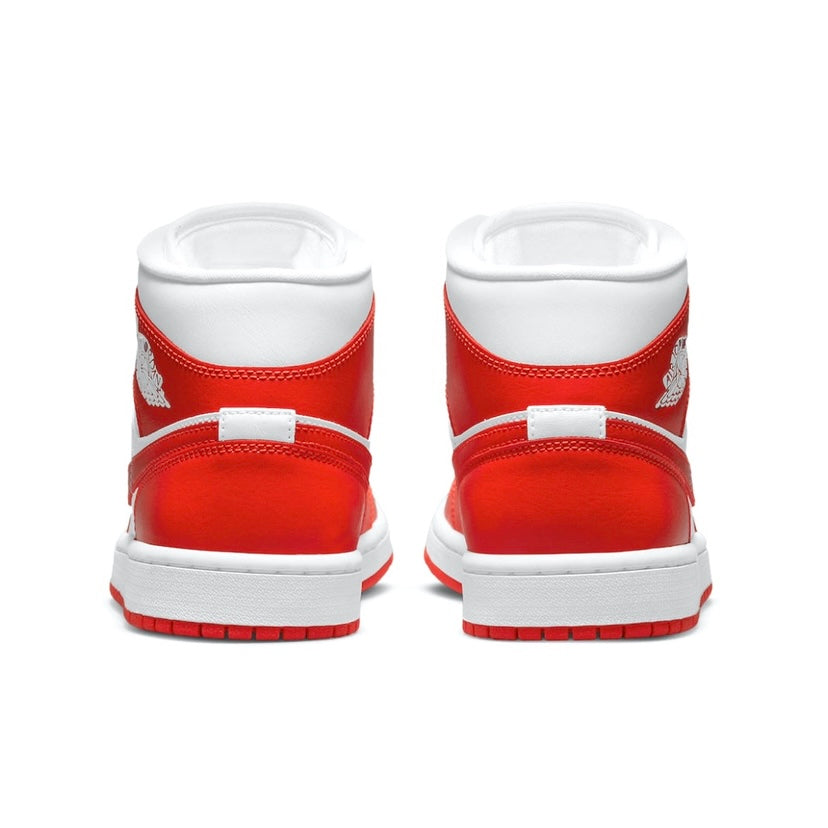 Women's Air Jordan 1 Mid White Habanero Red White