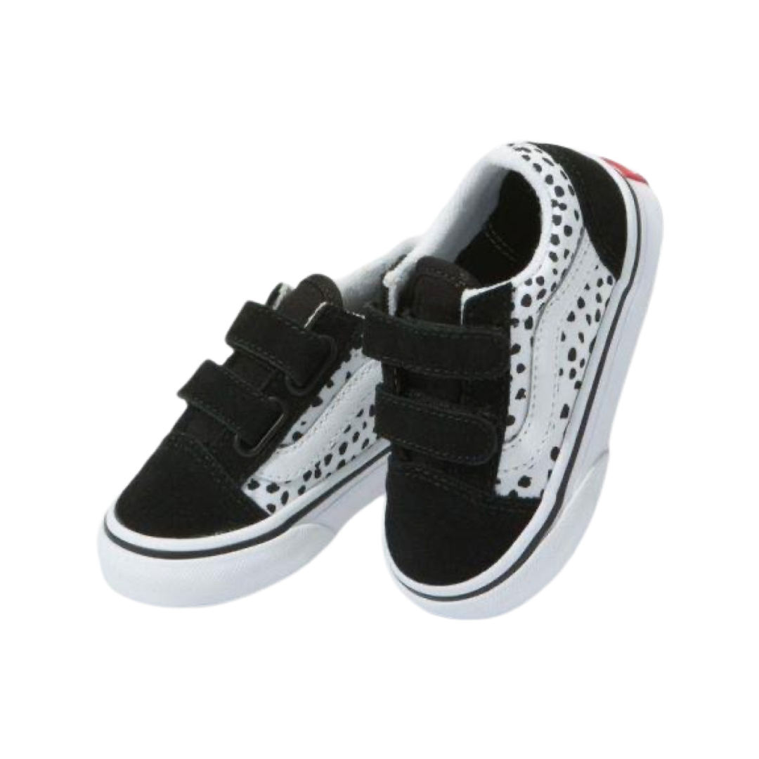 Toddler Old Skool V Hook & Loop Black Dalmatian White