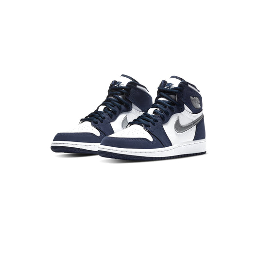 Air Jordan 1 High Retro GS Japan Obsidian White Metallic Silver