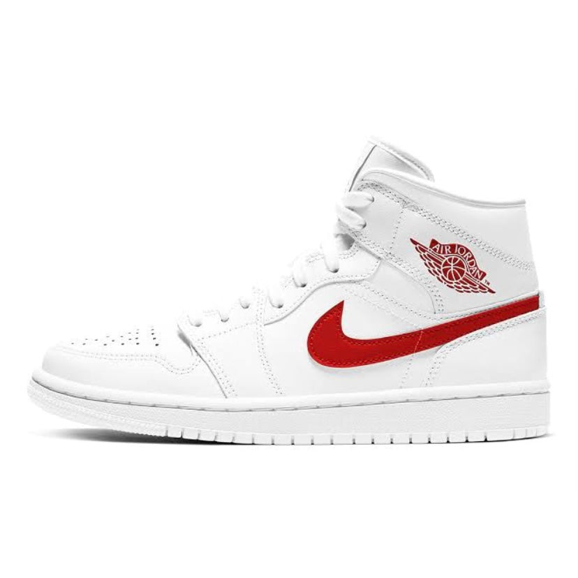 Women's Air Jordan 1 Mid White University Red Black