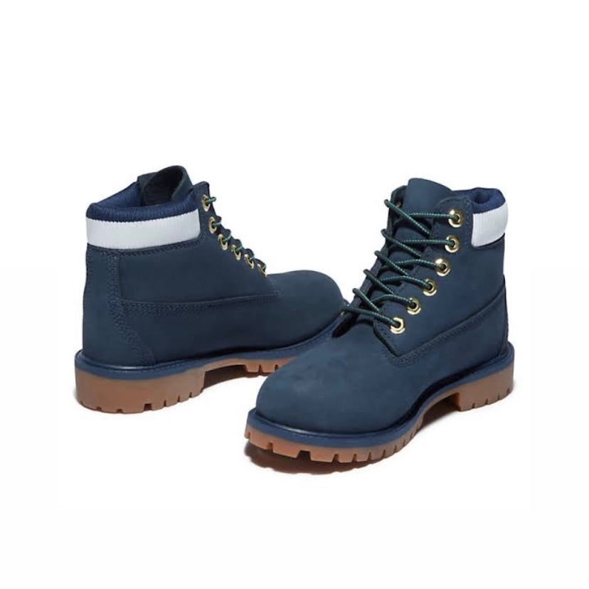 Junior 6 Inch Heritage Work Boots Navy Light Nubuck Black By Timberland