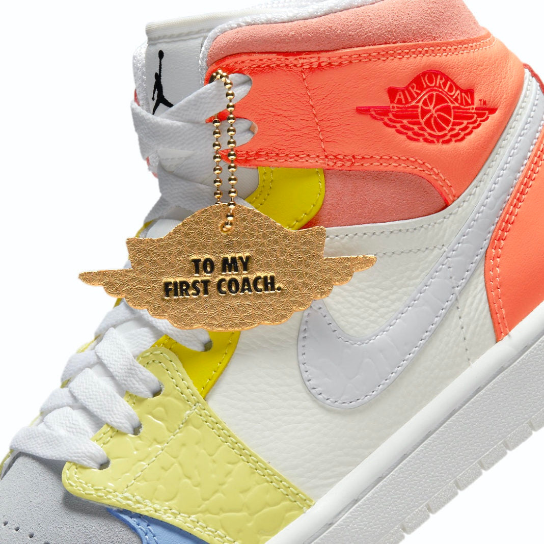 Women's Air Jordan 1 Mid My First Coach Sail White Light Zitron