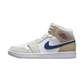 Air Jordan 1 Mid Tan Suede White Blue Void Team Red