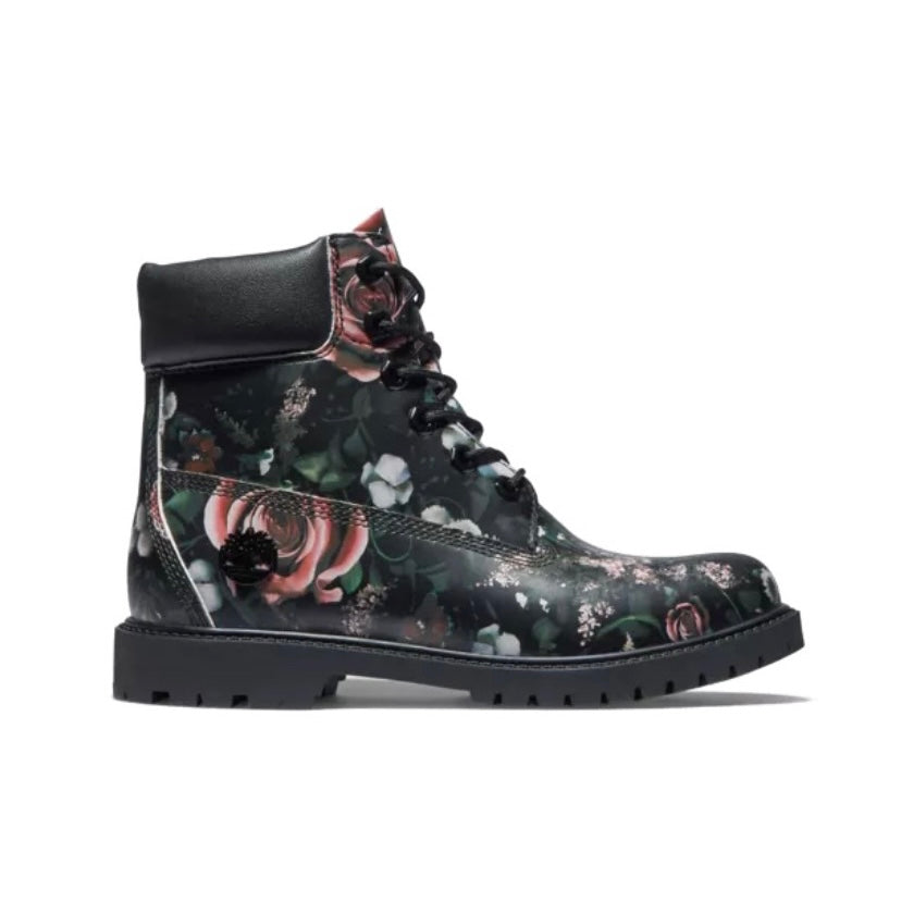 Women's Timberland 6 Inch Waterproof Premium Boots Cupsole Black Floral Nubuck