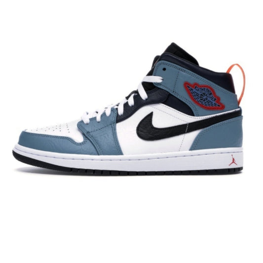 Air Jordan 1 Mid Fearless Facetasm White Black Celestial Teal Dark Obsidian