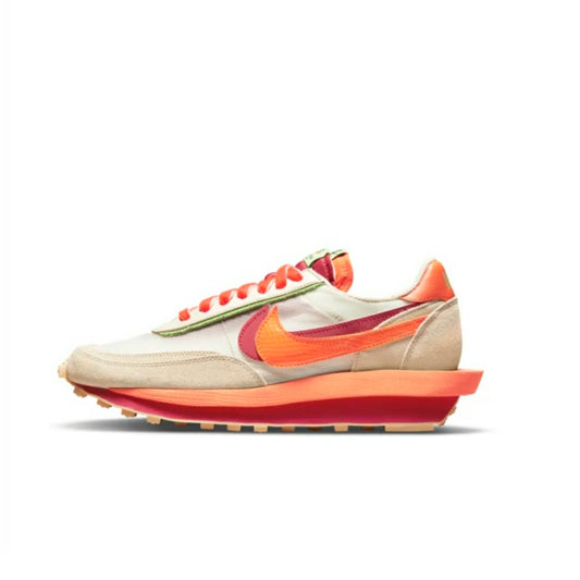 Nike x Sacai x Clot LD Waffle Kiss Of Death 1.0 Net Orange Blaze Deep Red