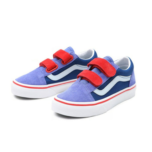 Kids Colour Block Old Skool V Colour Block Baja Blue High Risk Red By Vans