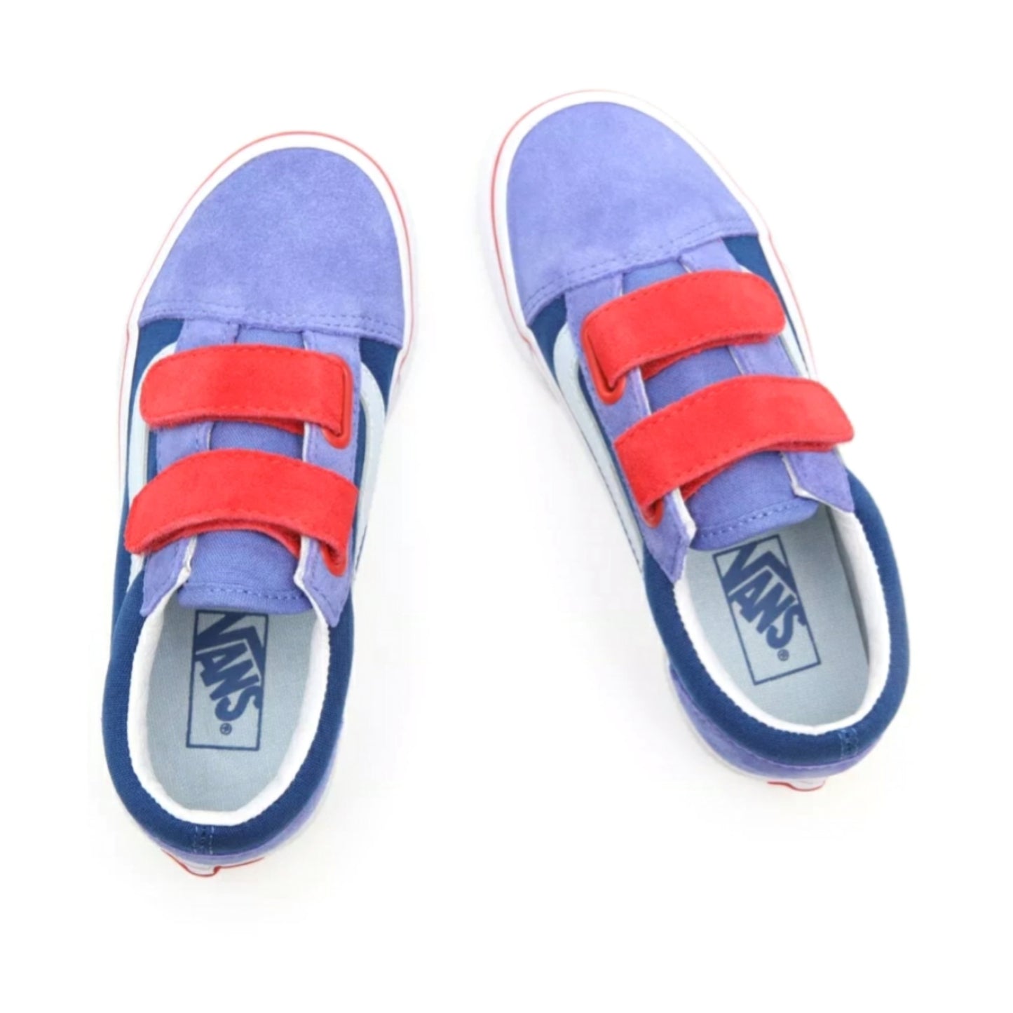 Kids Colour Block Old Skool V Colour Block Baja Blue High Risk Red By Vans